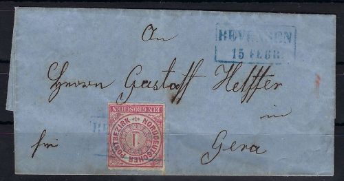 NDP Mi 4 EF mit Ra2 Bevensen 15. Febr. nach Gera