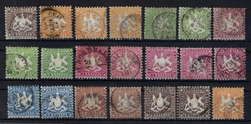 Württemberg Mi 21-29 ° (ohne die 18 Kreuzer) sonst komplett, ME 3.050€