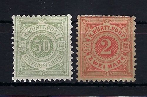 Württemberg 51* ungebraucht mit Falz und Gummi, 52 (*), ME 1.090€