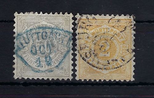 Württemberg Mi 49-50 °, 49 mit blauem Fächerstempel