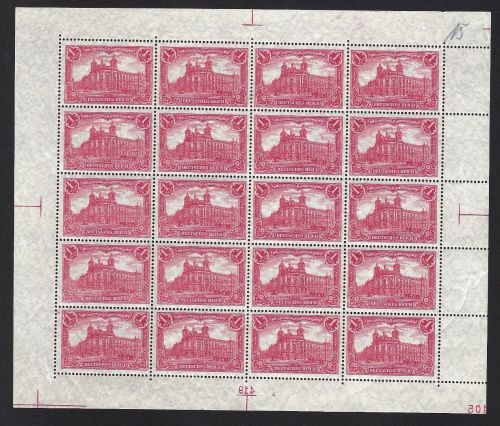 DR Kleinbogen Mi 94 BII ** mit 2 Plattennummern und 5 Passerkreuzen