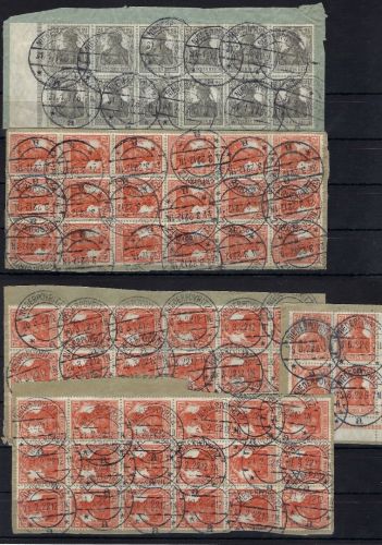 DR Mi 98 (12) und 99 (58) gest. aus 4 Briefausschnitten