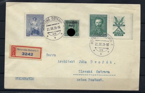 Sudetenland / Mährisch Ostrau Mi V395, V404, 7, Brief, KB Pfeiffer BPP