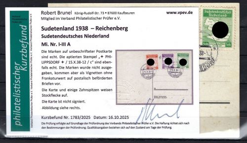 Reichenberg/Sudetendeutsches Niederland, Mi I-IIIA Brief, KB Brunel VP