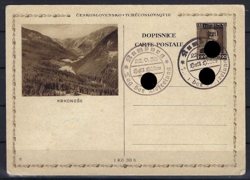 Sudetenland / Rumburg Ganzsache P 9 mit Befreiungsstempel