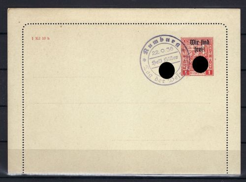Sudetenland / Rumburg Kartenbrief K 1 mit Befreiungsstempel