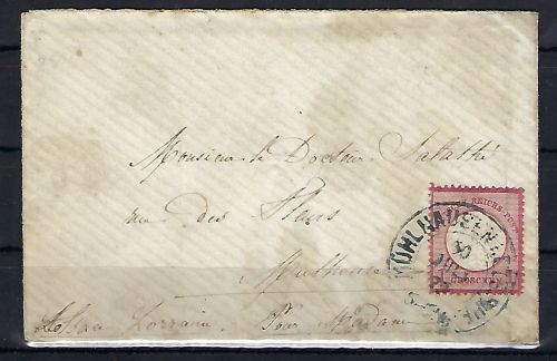 DR Mi 4 EF Ortsbrief mit Hufeisenstempel Mühlhausen blau + Ankunftst.