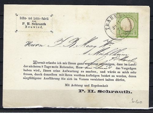 DR Mi 17a EF auf Vordruck-Karte mit K2 Traben n. Mühlheim