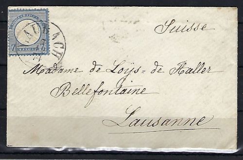 DR Mi 26 EF Auslandsbrief mit K1 Laubach nach Lausanne (Schweiz)