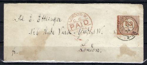 DR Mi 29 EF Auslandsbrief England mit K2 Bonn und rotem K1 London PAID