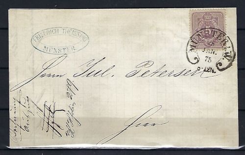 DR Mi 32 EF Ortsbrief mit glasklarem Hufeisenstempel Münster 28.1.1875