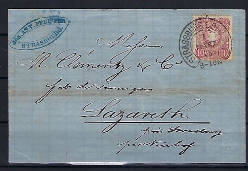 DR Mi 33 EF mit glasklarem Hufeisenstempel Strassburg Elsass - Neudorf