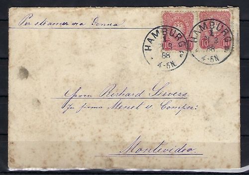 DR Mi 41 MeF Auslandsbrief von Hamburg nach Montevideo