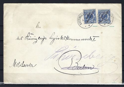 DSWA Mi 4 (2) MeF Keetmanshoop als Militärbrief n. Berlin-Schöneberg