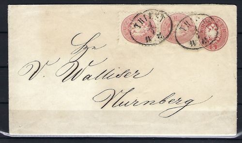 Österreich GA U 5 Kreuzer mit Zusatzfrankatuer mit Oval-Stempel Triest