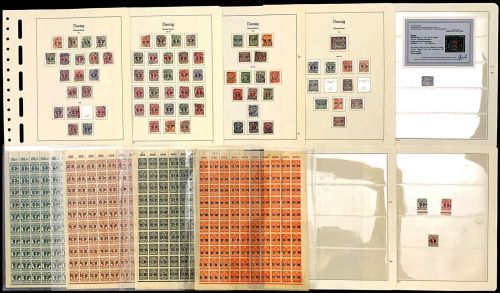 C) Danzig Dienst,, Partie auf losen Blättern **/° mit ungez. + Bögen