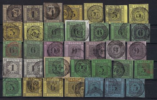 Baden, nette umfangreiche Partie aus Mi 1-8 gestempelt, ME 2.040€