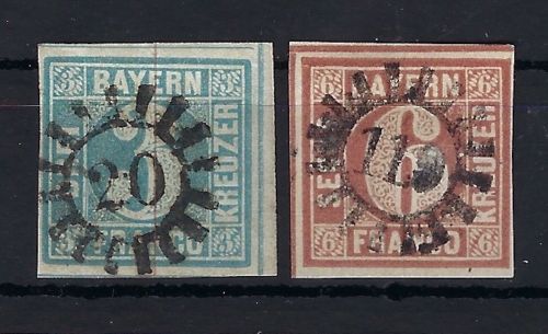 Bayern Mi 2 I + 4 I vollrandig ideal gest. MR 20 Bamberg und119 Haag