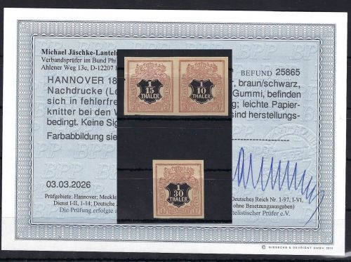 P) Hannover ND Lechte-Nr. 26-4 a-c (*) o. Gummi, Befund Jäschke-L. BPP