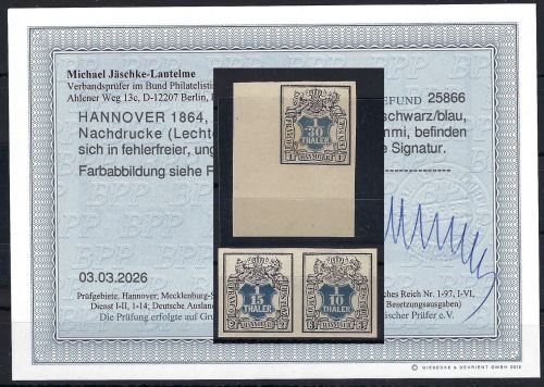 P) Hannover ND Lechte-Nr. 27-1 a-c (*) o. Gummi, Befund Jäschke-L. BPP