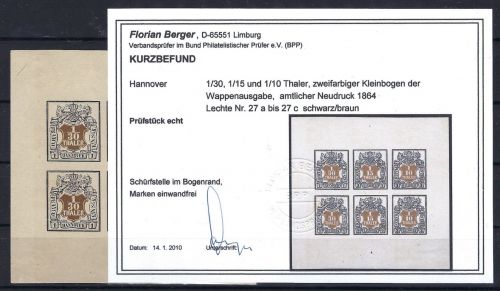 P) Hannover ND Lechte-Nr. 27 a - c (*) KLB, ohne Gummi, KB Berger BPP