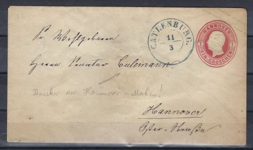 P) Hannover GA-U aus Catlenburg an Senator Culemann, Königl. Druckerei