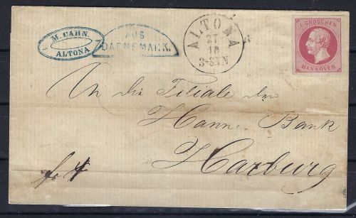 P)Seltenheit aus der Boker Sammlung, Hannover Brief, Altona n. Harburg