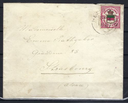 P) Helgoland Mi 18 EF befördert nach Strassburg (Elsass)