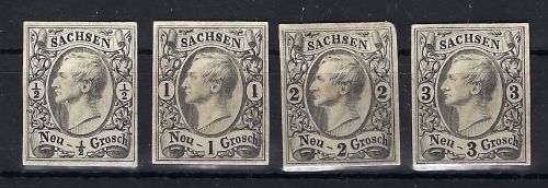 Sachsen Mi 8 - 11 (*) ohne Gummi, Probedrucke, Kartonpapier