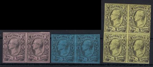 Sachsen Mi 9 Paar, 10 Paar, 11 VB je *, ungebrauchtes Lot mit Gummi