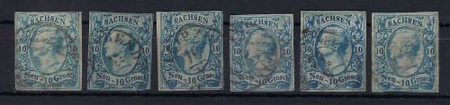 Sachsen Mi 18 ° (6) alle gepr. Pfenninger, MI billigst 1.800€