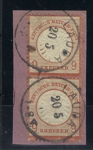 P) DR Mi 27 a senk. Paar auf ∆ sauber gest. Lauda, Attest Hennies