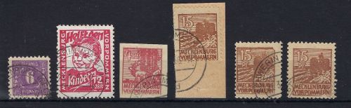 Meckl. Vorpommern Mi 9 d, 28 aII, 31 I, 37 I-III, alle BPP gp. ME 580€