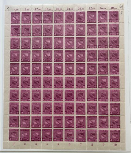 Provinz Sachsen Mi 84 ** (100) Bogen PF I (4), PF II (1), ME ca.340€