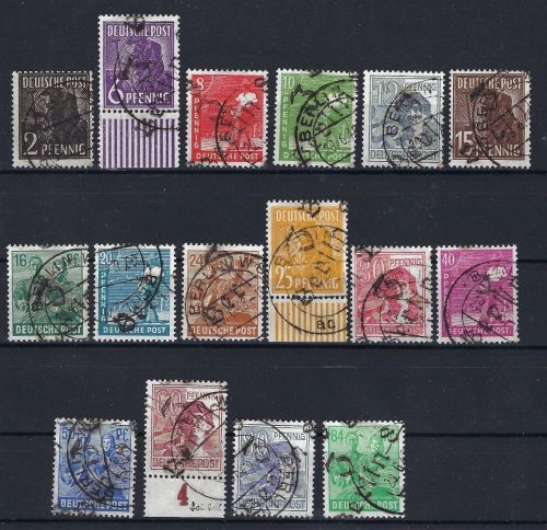 SBZ Handstempel Bezirk 3, Mi 166-181 I ° (ohne 179 I) , geprüft