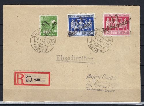 SBZ Handst. Bezirk 41, Mi IV a/b, 169 X, Brief Schreiersgrün n. Treuen