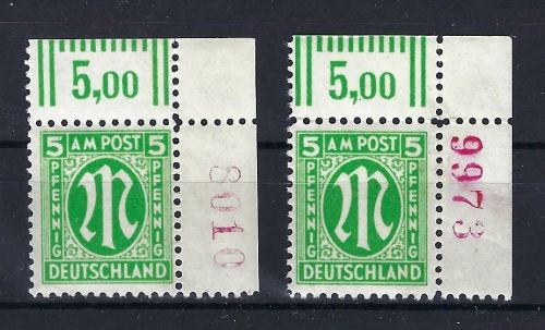 AM Post Mi 19 Az r4 ** (2) gez. 11, mit 2 versch. Ziffern, ME 80€