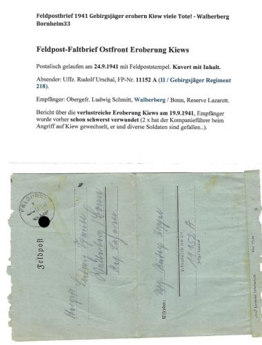 Feldpost 2. WK FP-Nr. 11152 A, Eroberung von Kiew