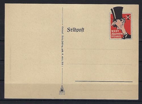 Feldpost-Spottbrief „Chamberlain“ Wert keinen Pfennig, ungebraucht