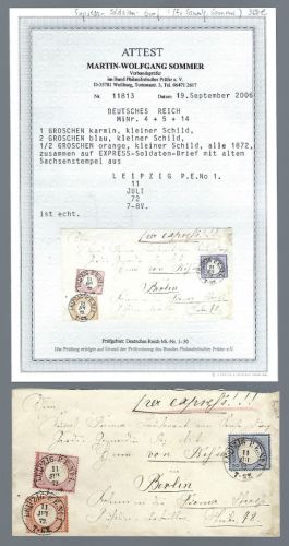 DR Mi 4, 5, 14 MiF EXPRESS-Soldaten-Brief, mit FA Sommer BPP