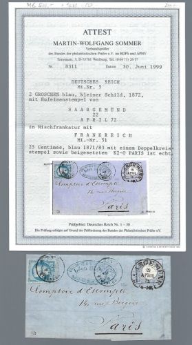 DR/Frankreich MiF mit Hufeisenst. Saargemünd n. Paris, FA Sommer BPP