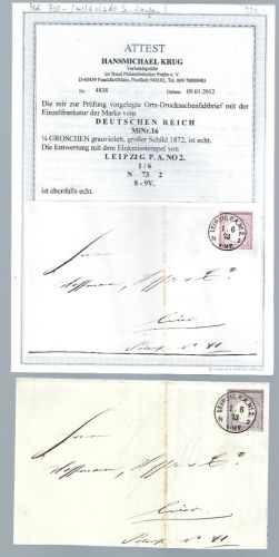 DR Mi 16 EF Orts-Drucksache mit K1 Leipzig, FA Krug BPP