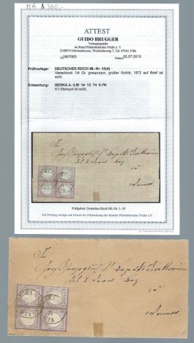 DR Mi 16 4er-Block MeF mit K1 Berka n. Weimar, mit FA Brugger BPP