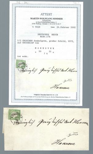 DR Mi 17b Ortsbrief Hannover, mit FA Sommer BPP