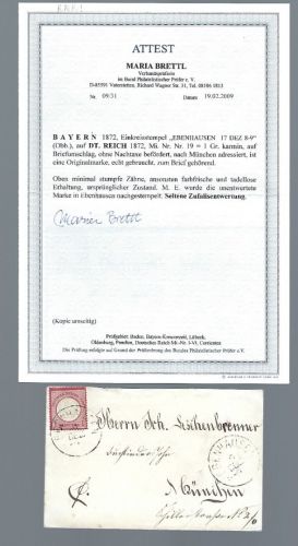 DR Mi 19 EF unentwertet, wurde in Ebenhausen entwertet, FA Brettl BPP