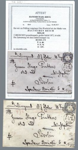 DR Mi 20 EF Orts-Wertbrief innerhlb Berlins, mit FA Krug BPP