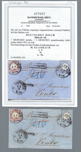 DR Mi 19, 20 MiF Einschreiben mit Preußen K2 M.Gladbach, FA Krug BPP
