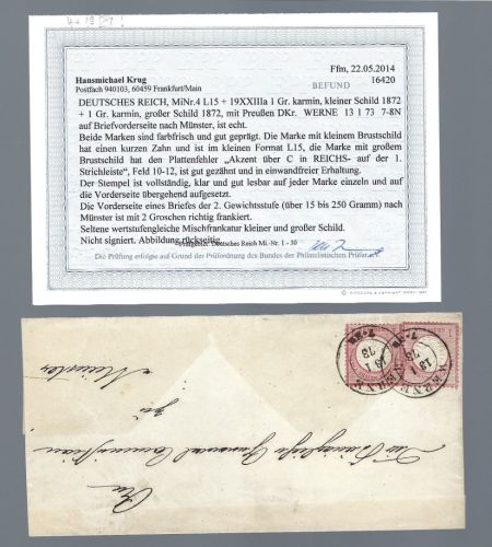 DR Mi 4 L 15+19 XXIIIa, seltene wertstufengleiche MiF, Befund Krug BPP