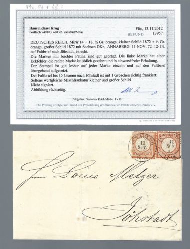 DR Mi 14+18 seltene wertstufengleiche MiF, Befund Krug BPP