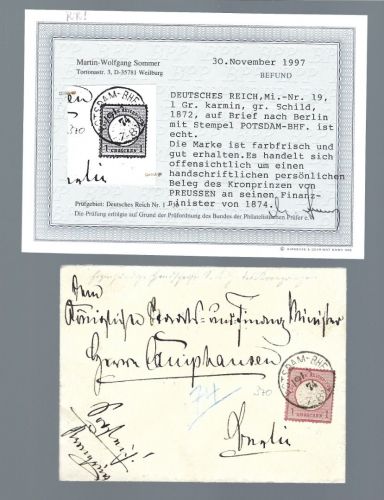 Seltener Brief 1874, Sachsens Kronprinz an Finanzminister, Befund BPP